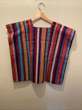 Authentic Handwoven Multicolor Striped Women’s Tunic Top made in Oaxaca